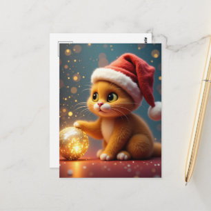 Tarjeta postal de gato de Navidad
