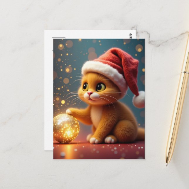 Tarjeta postal de gato de Navidad (Anverso/Reverso In Situ)