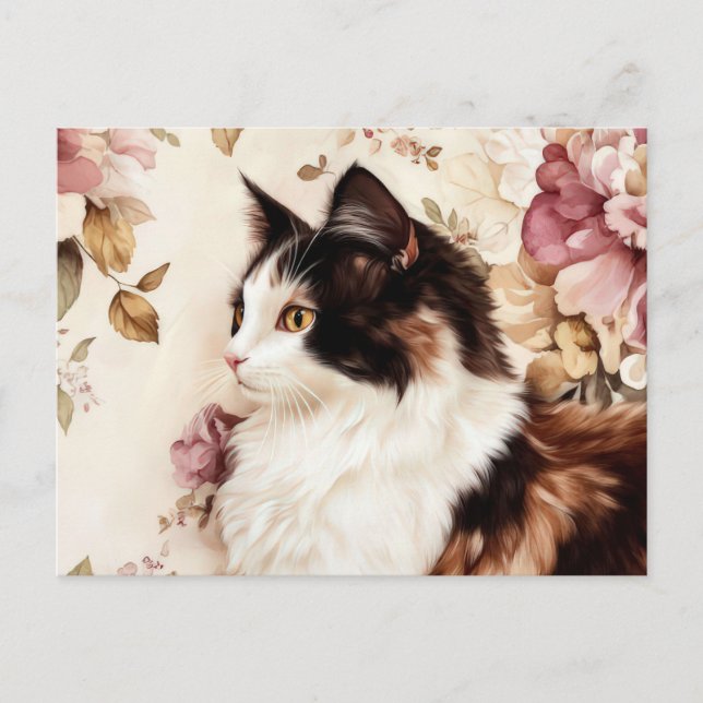 Tarjeta postal de gato en acuarela (Anverso)