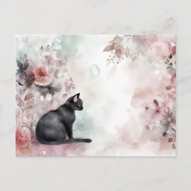 Tarjeta postal de gato en acuarela (Anverso)