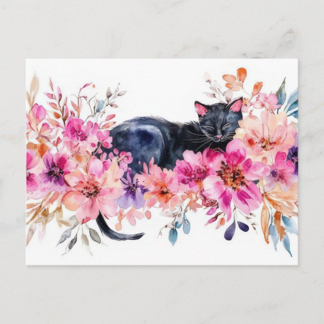 Tarjeta postal de gato en acuarela (Anverso)