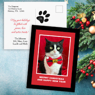 Tarjeta postal de gato esmoquin de Navidad lindo