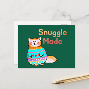 Tarjeta postal de gato Ginger acogedor en modo Snu