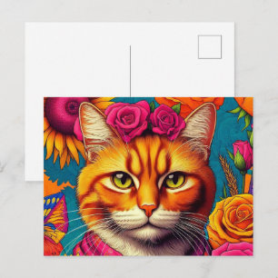Tarjeta postal de gato ginger colorido!