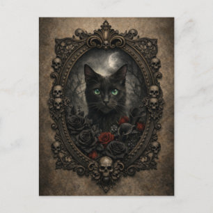 Tarjeta postal de gato negro gótico - Victoriano o