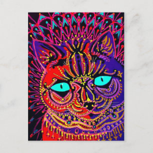 TARJETA POSTAL DE GATO PSICODELIC DE LOUIS WAIN