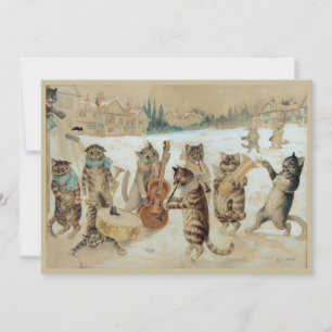 Tarjeta postal de gatos cantando villancicos