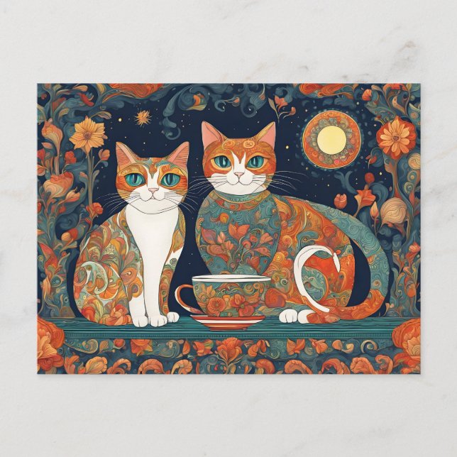 tarjeta postal de gatos de café (Anverso)