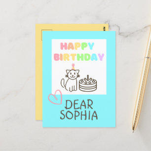 Tarjeta postal de gatos de cumpleaños feliz con ar