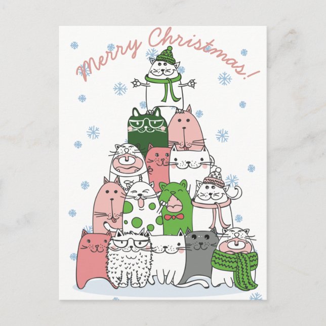 Tarjeta Postal de Gatos de Navidad (Anverso)