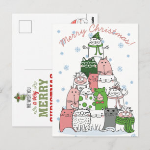 Tarjeta Postal de Gatos de Navidad