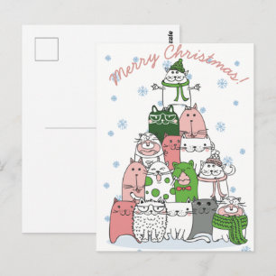 Tarjeta Postal de Gatos de Navidad