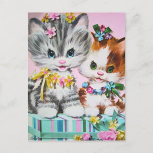 Tarjeta postal de gatos lindos de cumpleaños vinta