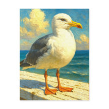 Tarjeta postal de gaviota | Arte de ave de playa c