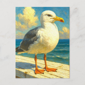 Tarjeta postal de gaviota | Arte de ave de playa c