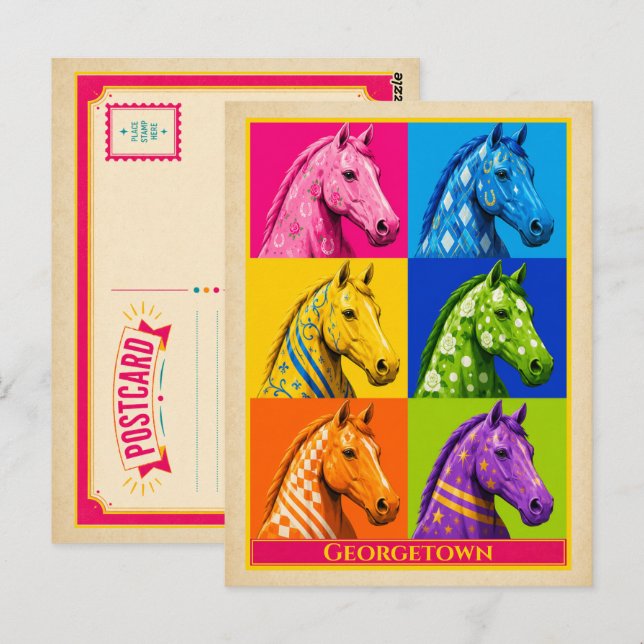 Tarjeta Postal de Georgetown Kentucky Caballo Arte (Anverso / Reverso)