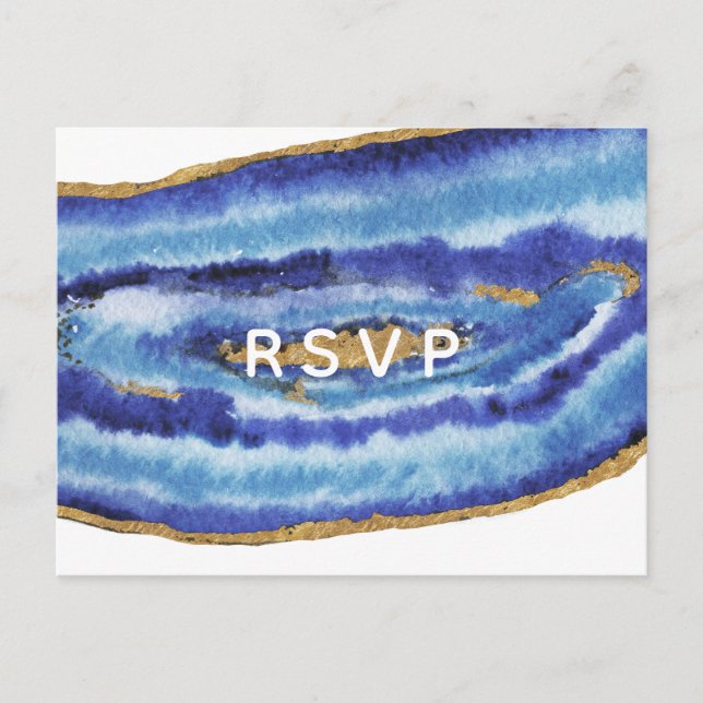Tarjeta postal de Gilt Agate Wedting rsvp (Anverso)