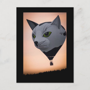 Tarjeta postal de globo aerostático de gato