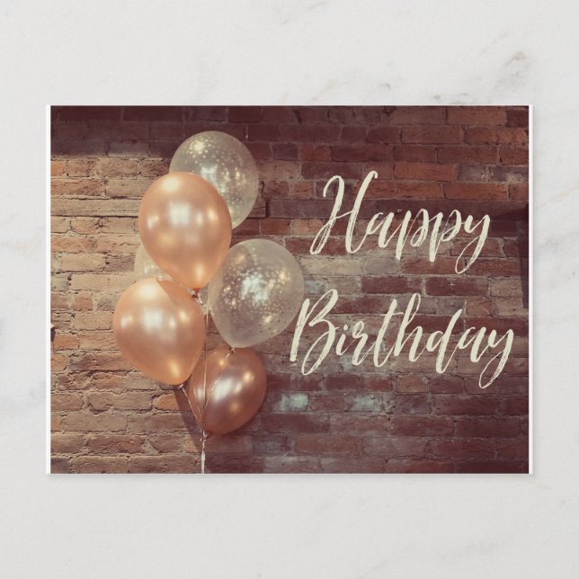 Tarjeta postal de globo de cumpleaños feliz lindo (Anverso)
