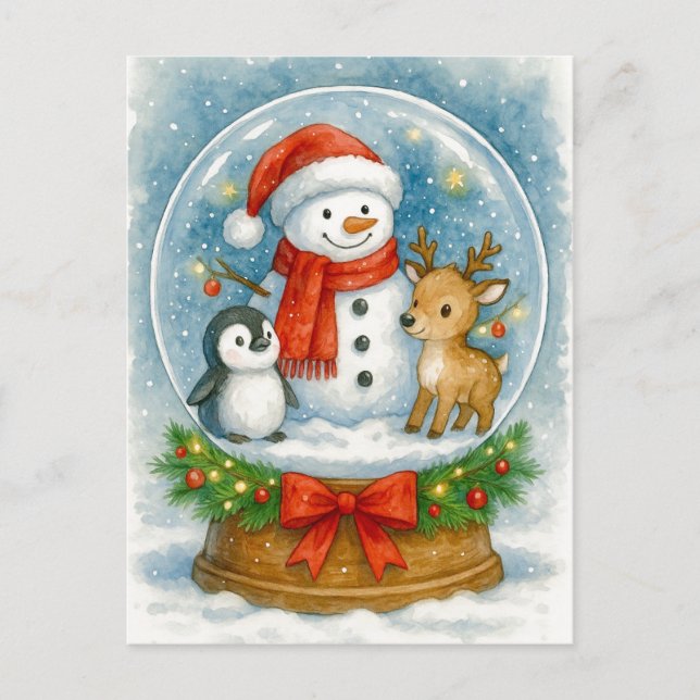 Tarjeta postal de globo de nieve de Navidad de muñ (Anverso)