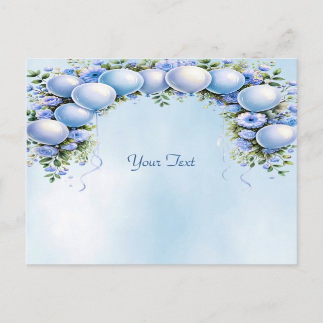 Tarjeta postal de globos azules (Anverso)