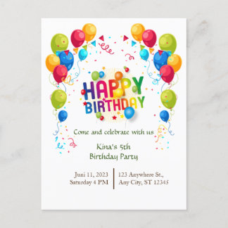 Tarjeta postal de globos de cumpleaños