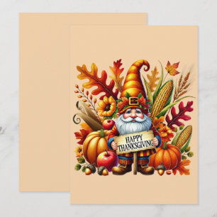 Tarjeta postal de gnomo de Acción de Gracias feliz