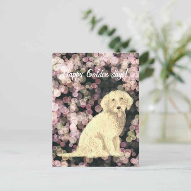 Tarjeta postal de Golden Doodle (Anverso de pie)