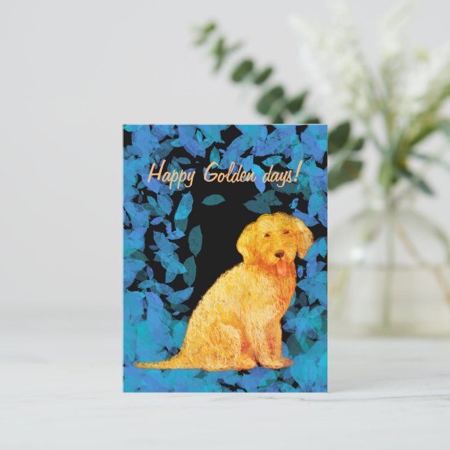 Tarjeta postal de Golden Doodle (Anverso de pie)