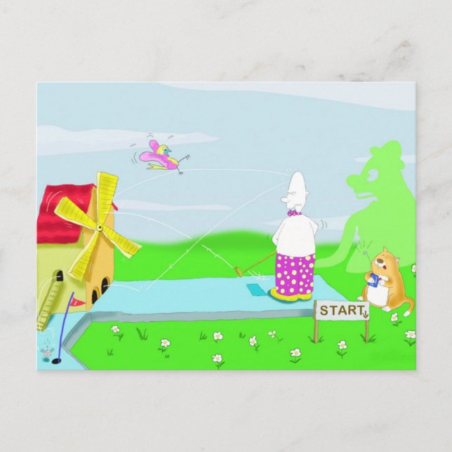 tarjeta postal de golf loca (Anverso)