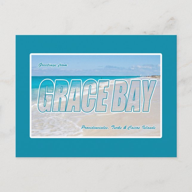 Tarjeta postal de Grace Bay Beach, Islas Turcas y  (Anverso)