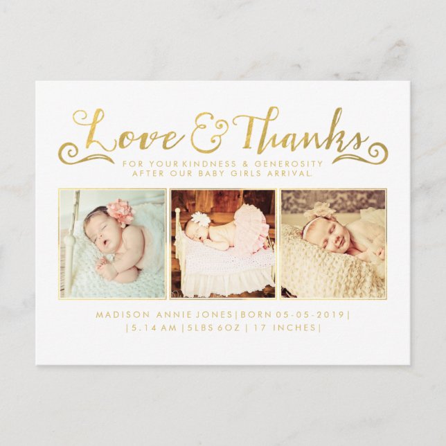 Tarjeta postal de Gracias bebé de Sip & See de Hoj (Anverso)