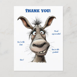 Tarjeta postal de Gracias Burro Divertido