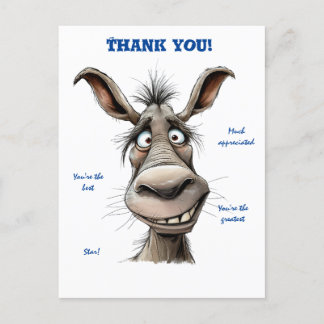 Tarjeta postal de Gracias Burro Divertido