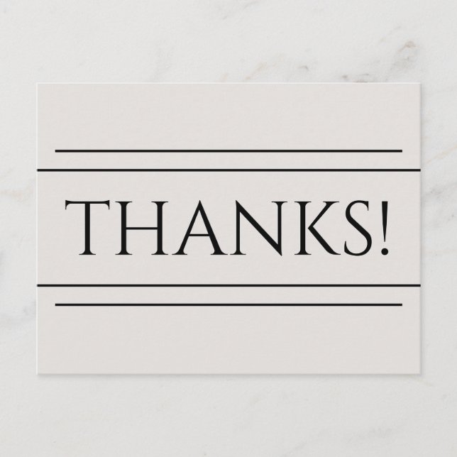 Tarjeta postal de "GRACIAS!" con estilo y eleganci (Anverso)