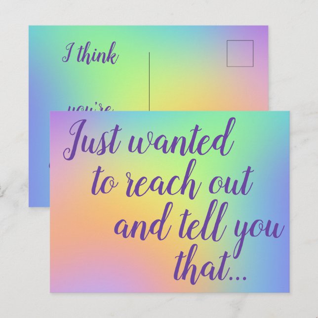 Tarjeta postal de gradiente de arcoiris pastel (Anverso / Reverso)