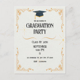Tarjeta postal de graduación blanca minimalista