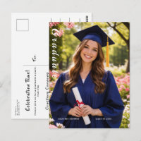 Tarjeta postal de graduación con tipografía modern