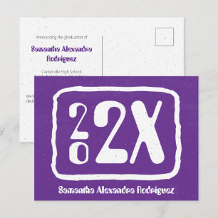 Tarjeta postal de graduación de clase funky púrpur