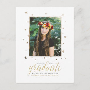 Tarjeta postal de graduación de fotografía Gold In