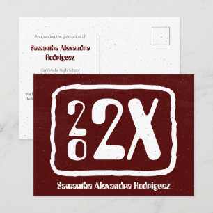 Tarjeta postal de graduación de grado de Maroon Fu