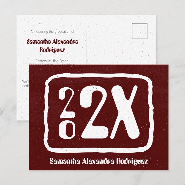 Tarjeta postal de graduación de grado de Maroon Fu (Anverso / Reverso)