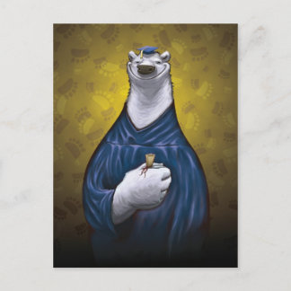 Tarjeta postal de graduación de oso polar azul