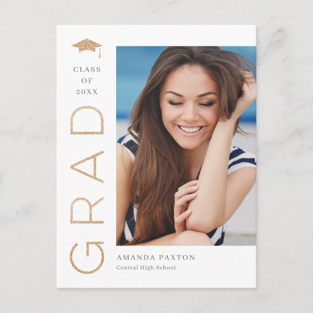 Tarjeta postal de graduación editable con gradient (Anverso)