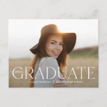 Tarjeta postal de graduación editable de gradiente