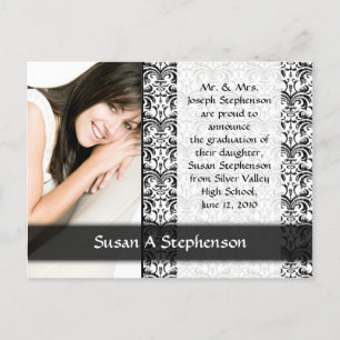 Tarjeta postal de graduación, formal en blanco y n