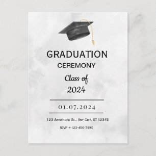 Tarjeta postal de graduación grunge negra amarilla