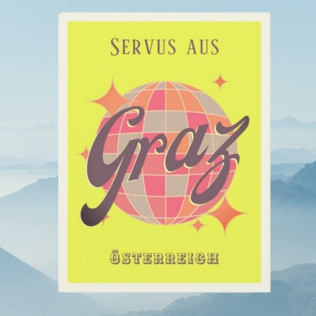 Tarjeta postal de Graz Österreich Austria con neón (Subido por el creador)