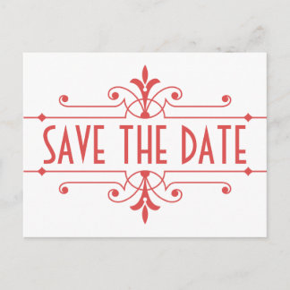 Tarjeta postal de guardado de fecha "Red v2 Fancy 