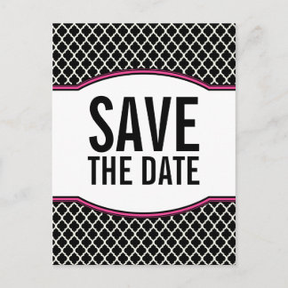 Tarjeta postal de guardar elegante rosa Quatrefoil